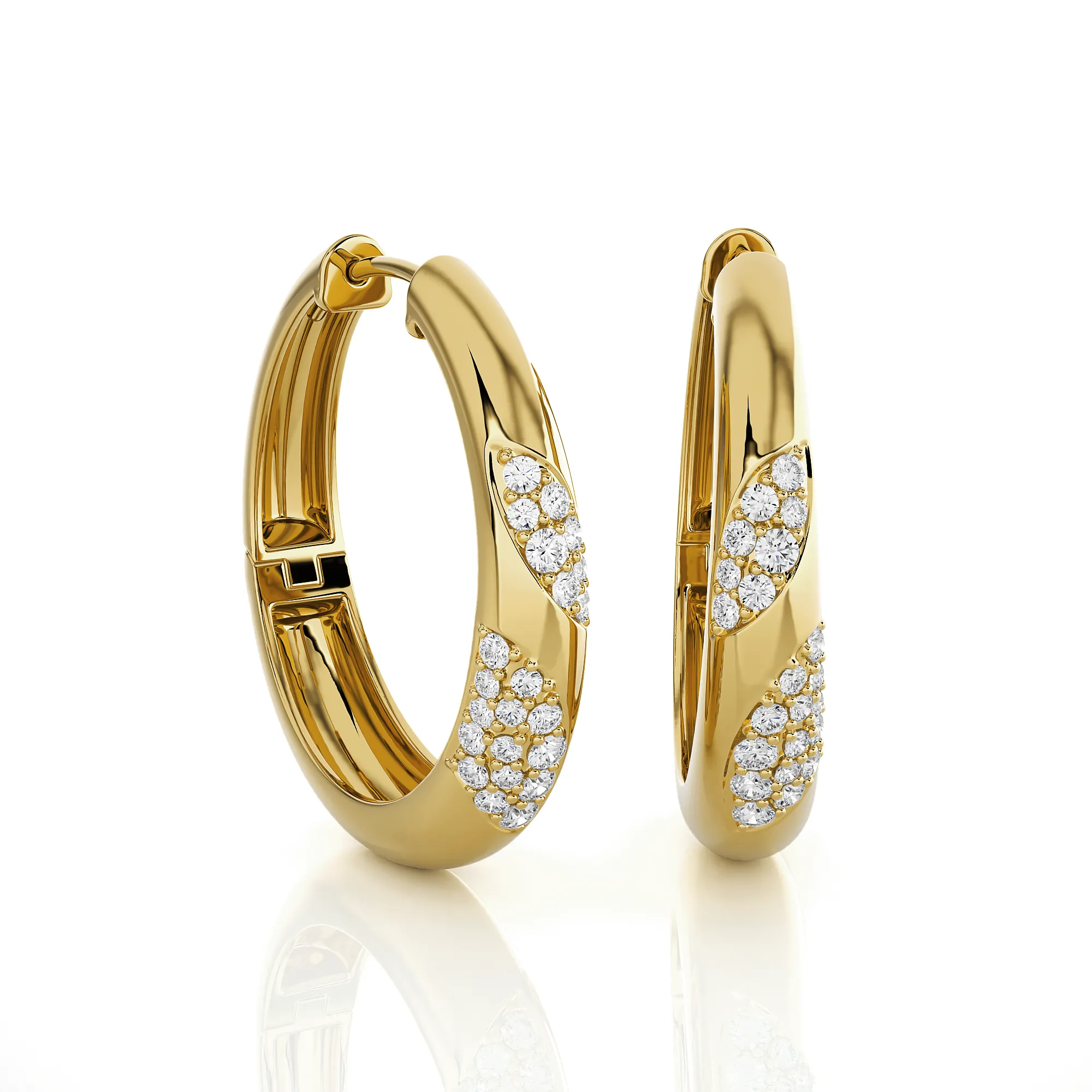 3/8 ctw Round Lab Grown Diamond Huggie Hoop Earrings
