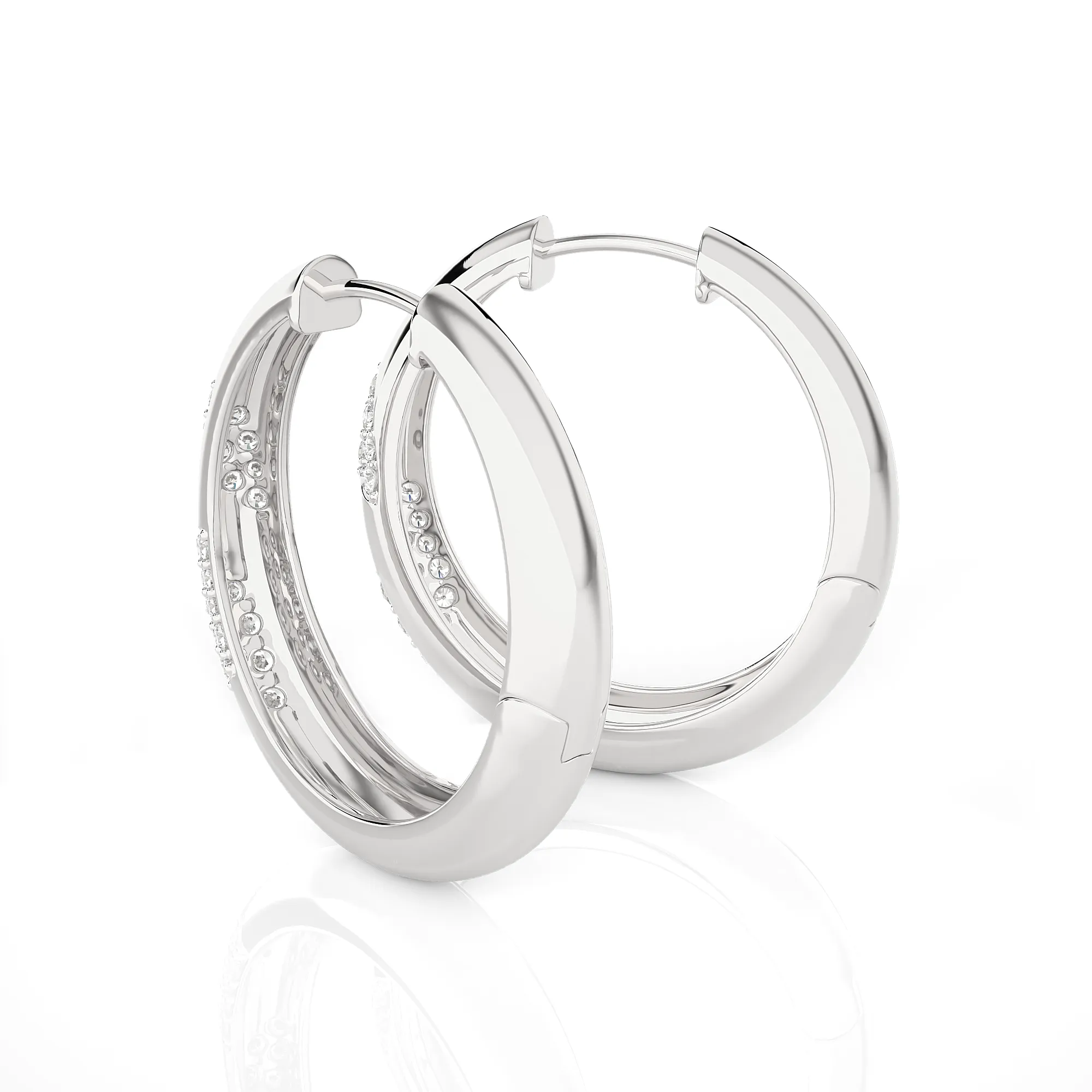 3/8 ctw Round Lab Grown Diamond Huggie Hoop Earrings