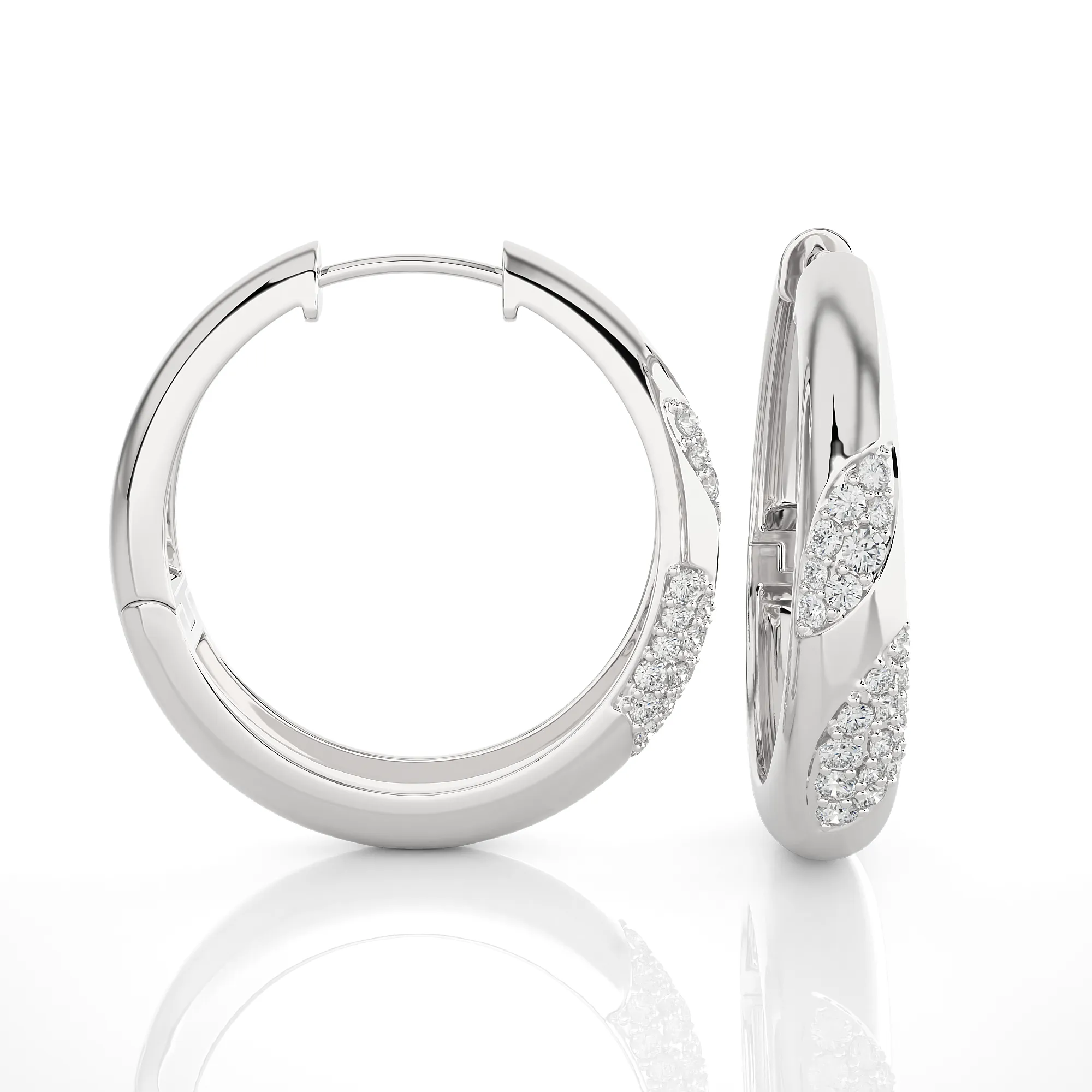 3/8 ctw Round Lab Grown Diamond Huggie Hoop Earrings