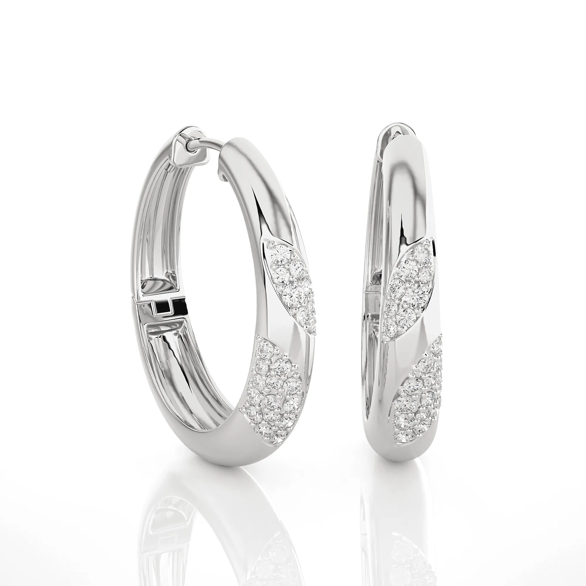 3/8 ctw Round Lab Grown Diamond Huggie Hoop Earrings