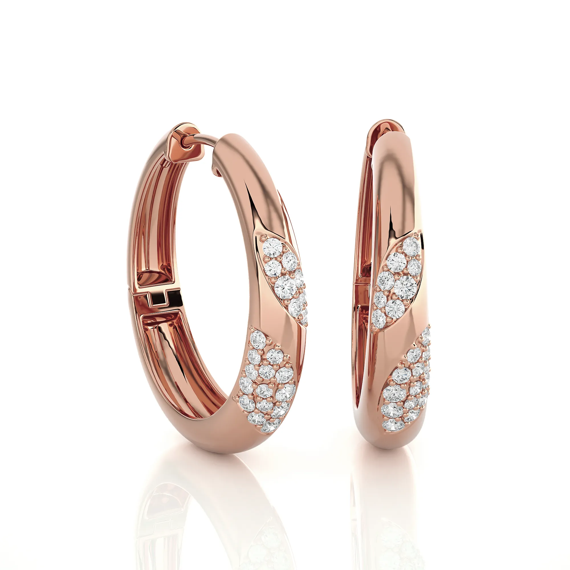 3/8 ctw Round Lab Grown Diamond Huggie Hoop Earrings