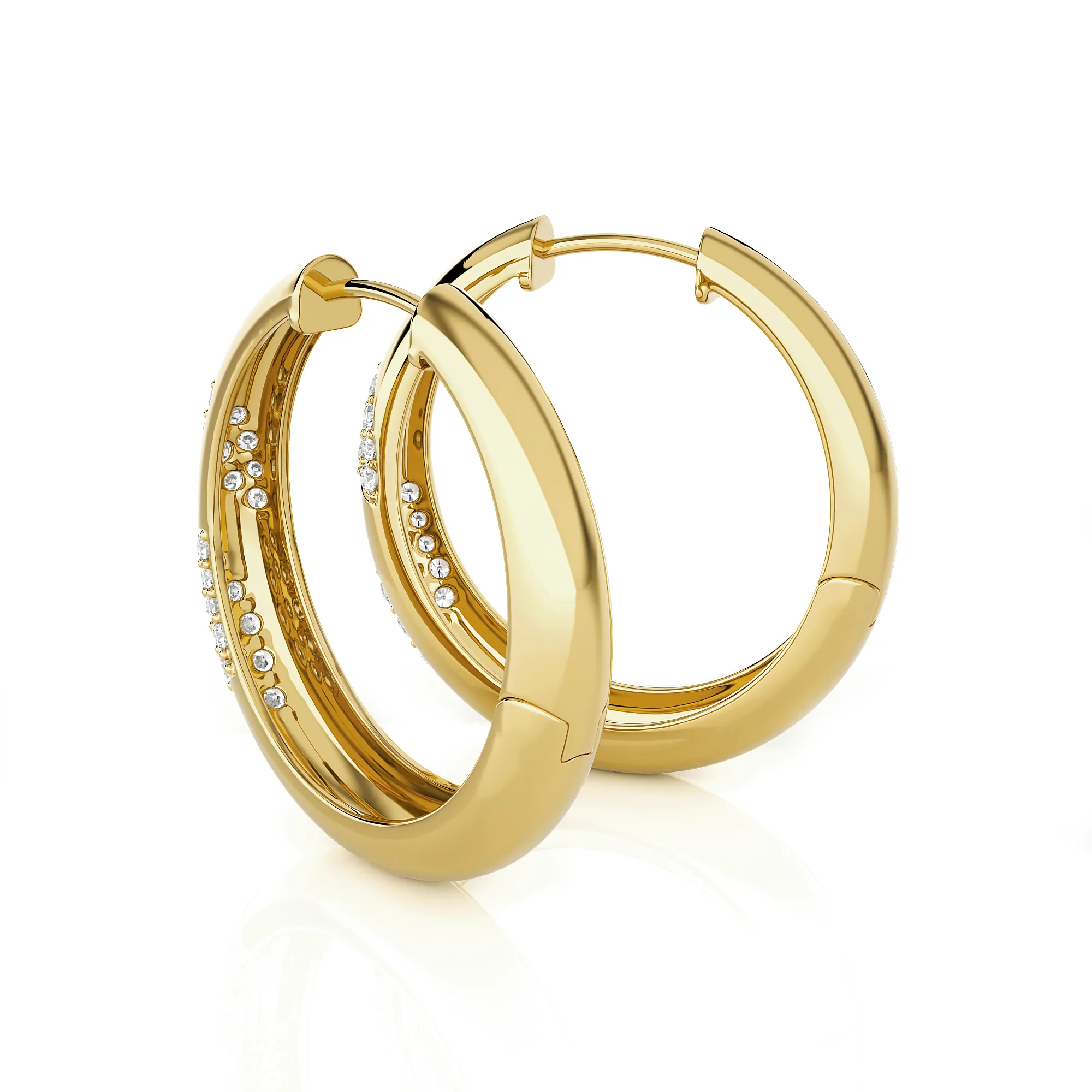3/8 ctw Round Lab Grown Diamond Huggie Hoop Earrings