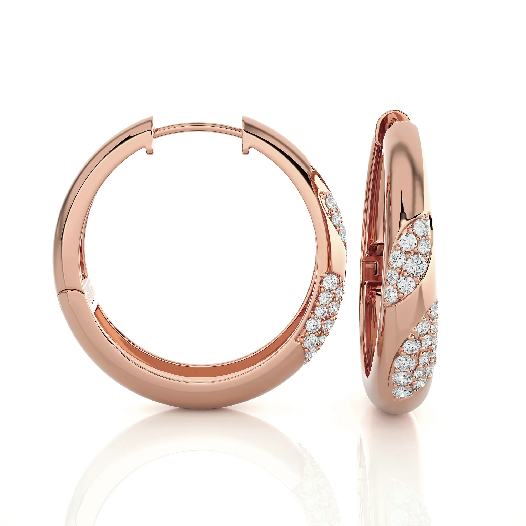 3/8 ctw Round Lab Grown Diamond Huggie Hoop Earrings