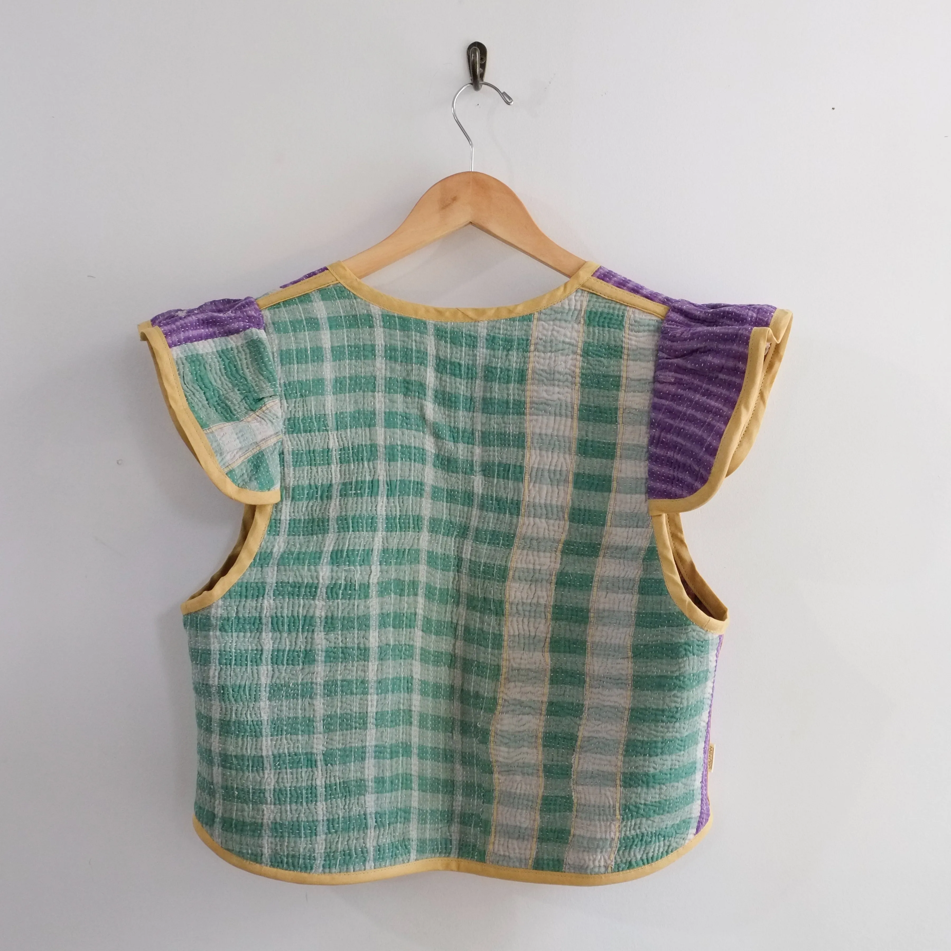 Amelia Flutter Sleeve Vest Muted Pink and Green Floral M015