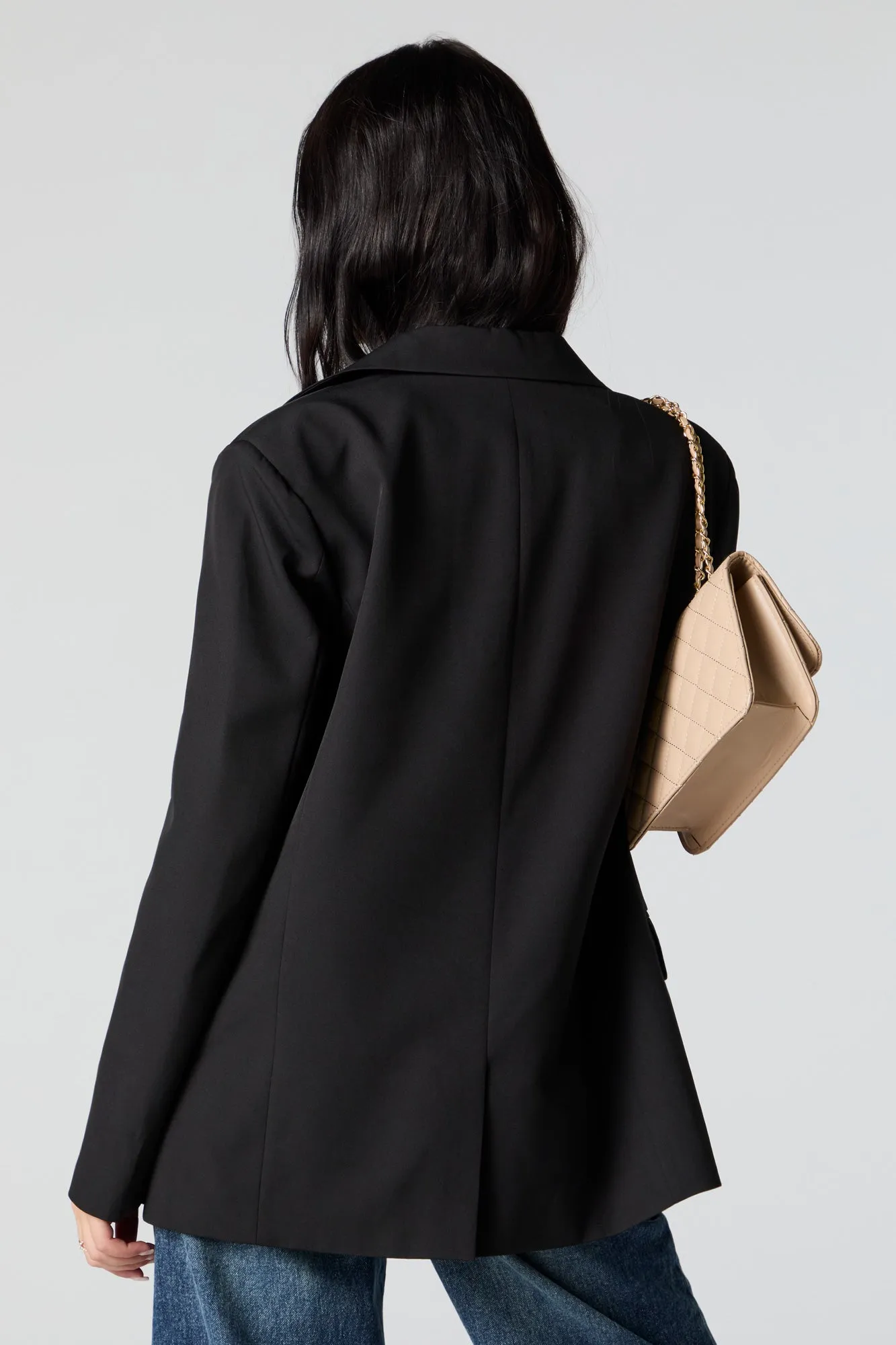 Blazer de coupe garçonne à simple boutonnage