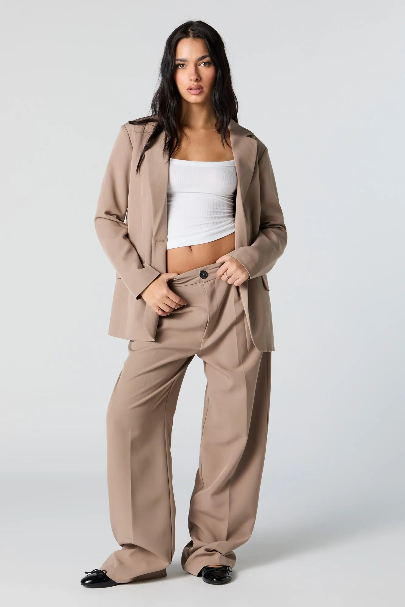 Blazer de coupe garçonne à simple boutonnage