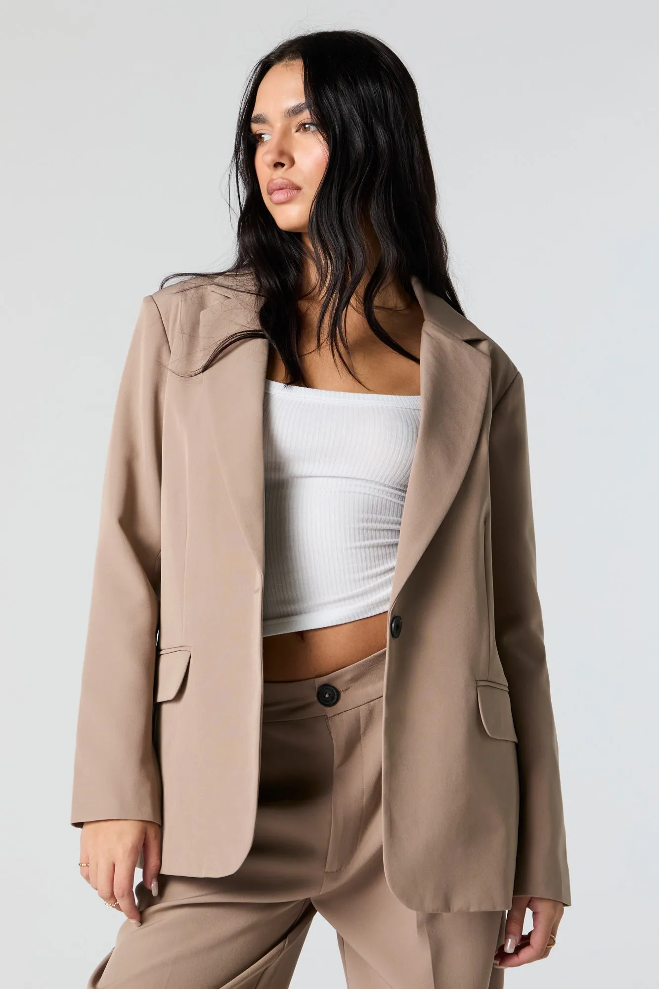 Blazer de coupe garçonne à simple boutonnage