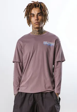 CHAOS SHARK DOUBLE SLEEVE T-SHIRT DEEP MAUVE
