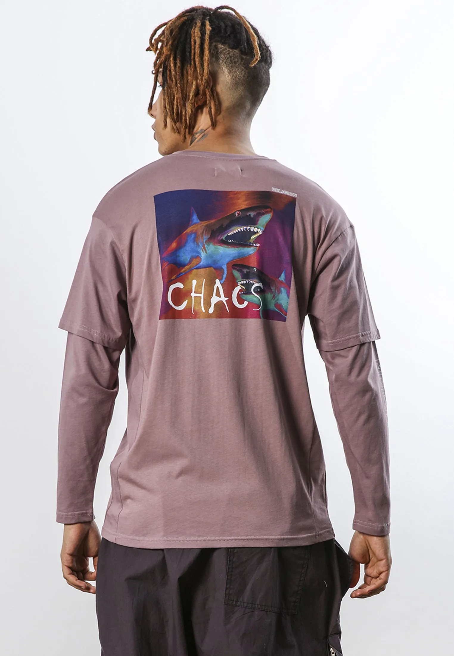 CHAOS SHARK DOUBLE SLEEVE T-SHIRT DEEP MAUVE
