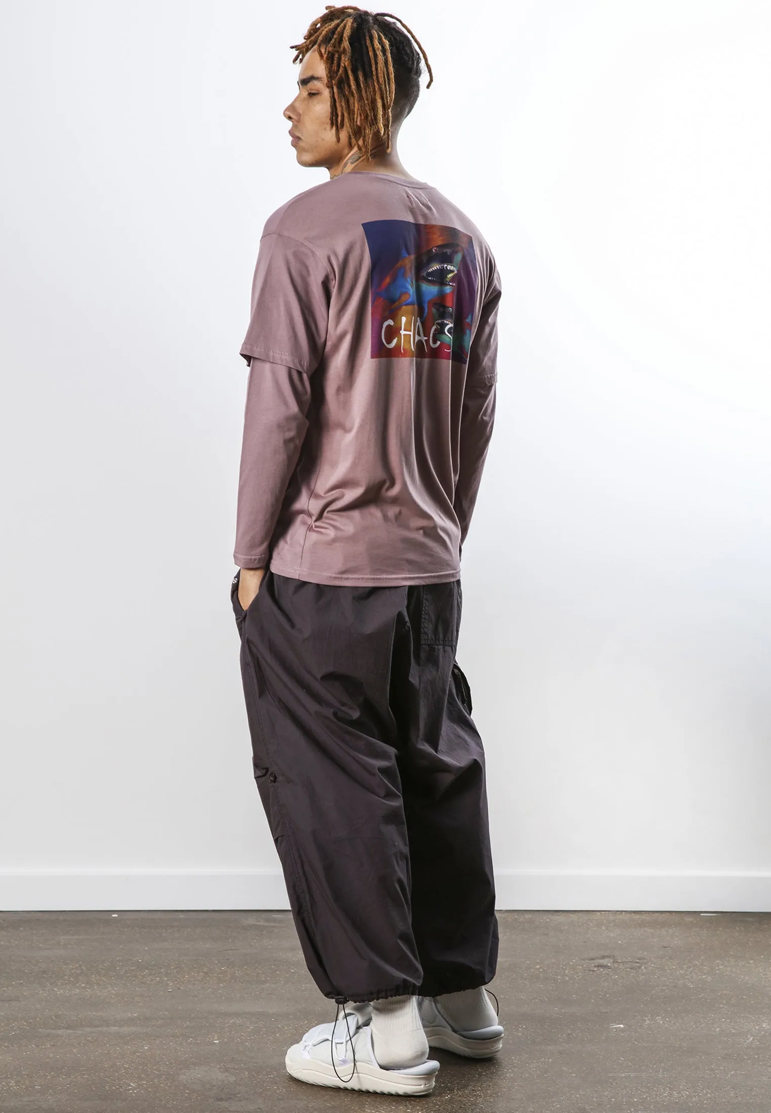 CHAOS SHARK DOUBLE SLEEVE T-SHIRT DEEP MAUVE