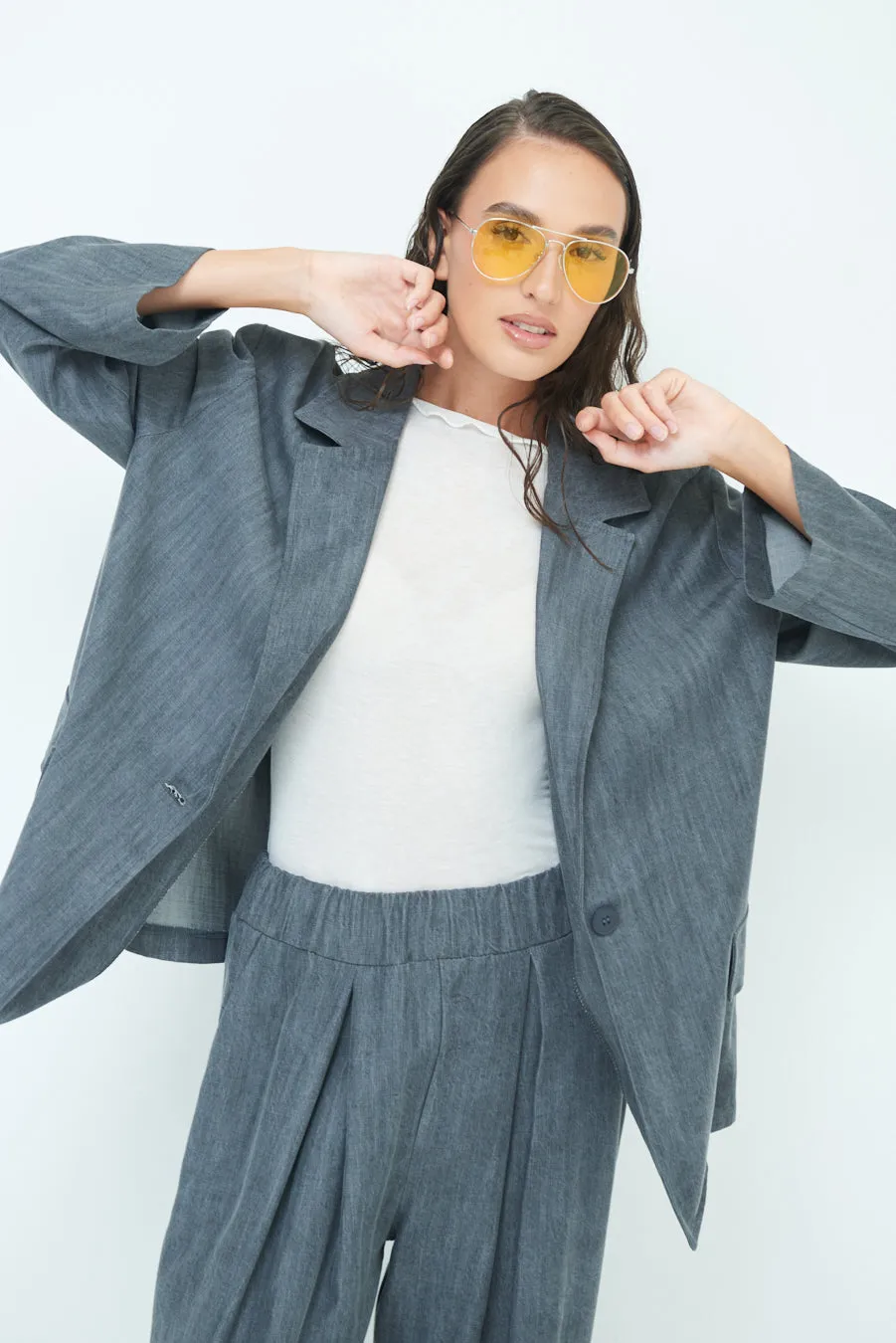 Classic oversized blazer with rolled sleeves wholesale