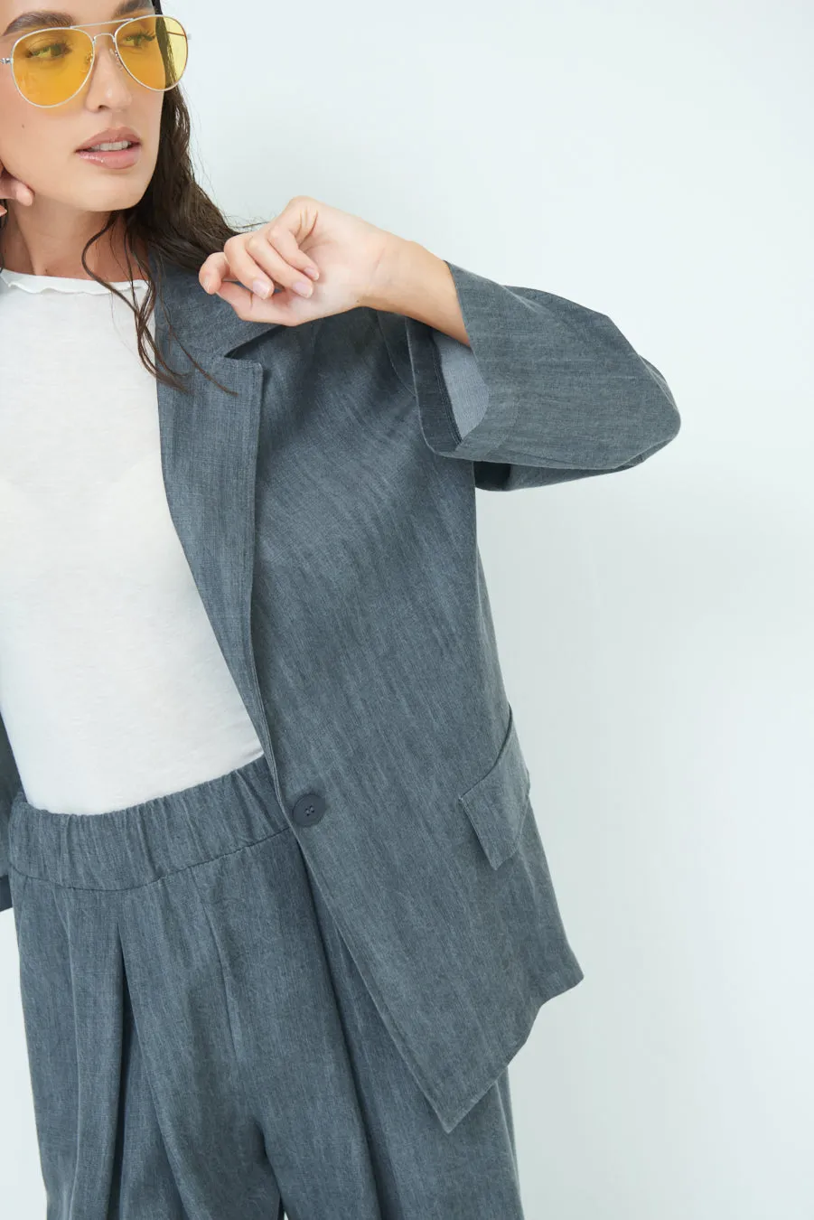Classic oversized blazer with rolled sleeves wholesale