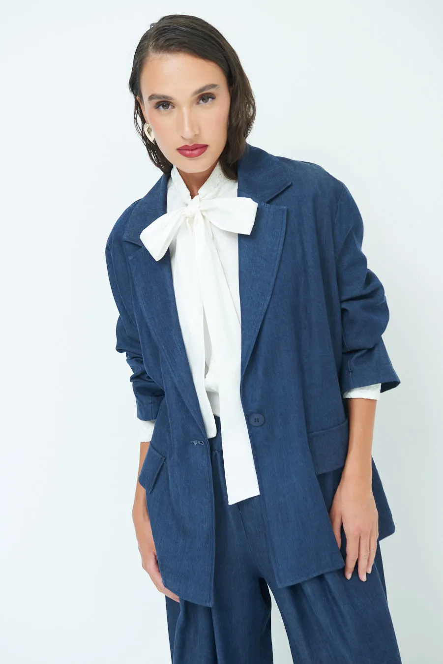 Classic oversized blazer with rolled sleeves wholesale