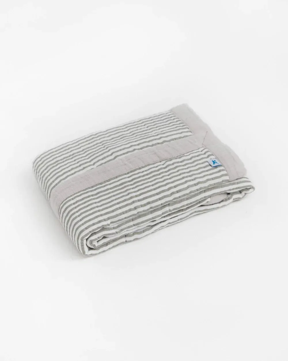 Cotton Muslin Baby Quilt - Grey Stripe