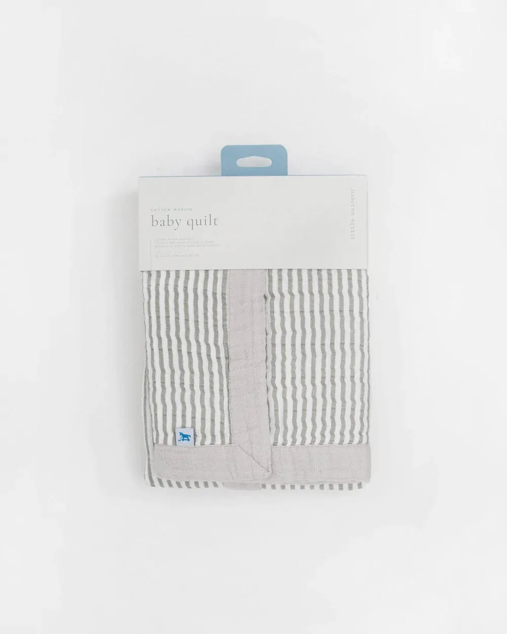 Cotton Muslin Baby Quilt - Grey Stripe