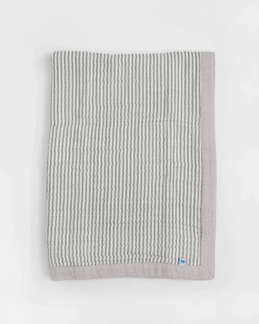 Cotton Muslin Baby Quilt - Grey Stripe