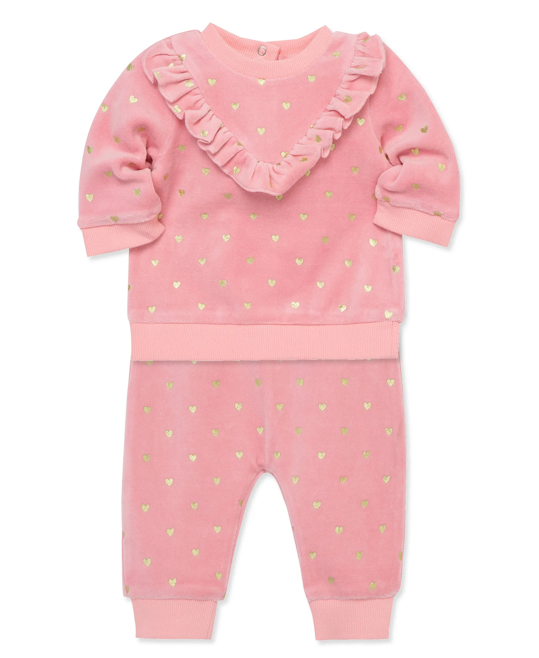 Gold Hearts Velour Pant Set