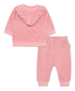 Gold Hearts Velour Pant Set