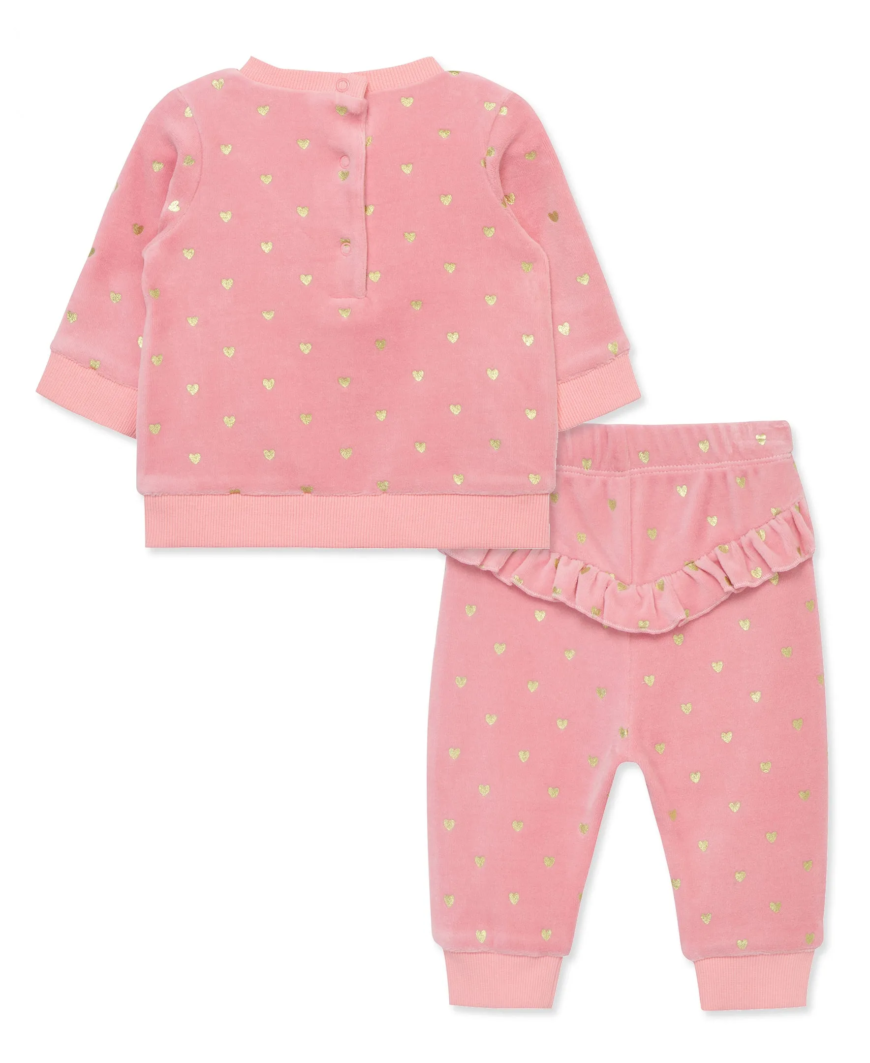 Gold Hearts Velour Pant Set