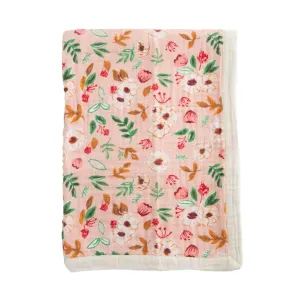 Little Unicorn Cotton Muslin Baby Quilt (30"x40") / Vintage Floral