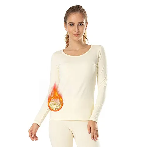 MANCYFIT Thermal Tops for Women Fleece Lined Shirt Long Sleeve Base Layer V Neck