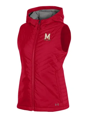 Maryland Terrapins Under Armour WOMEN'S Red Storm Fitted Hooded Puffer Vest