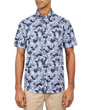 Men's Leaf Print No Iron Button Down Shirt men's classic fit Society of Threads