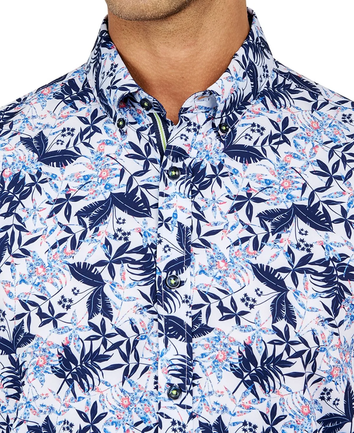 Men's Leaf Print No Iron Button Down Shirt men's classic fit Society of Threads
