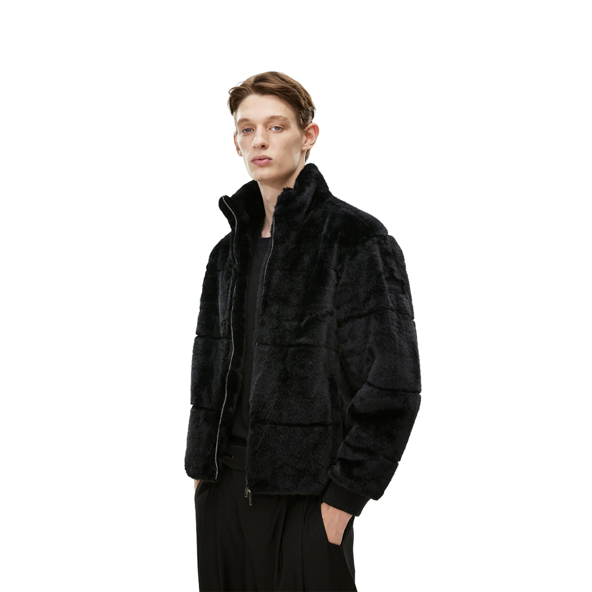 Metal Chain Mink Jacket Black