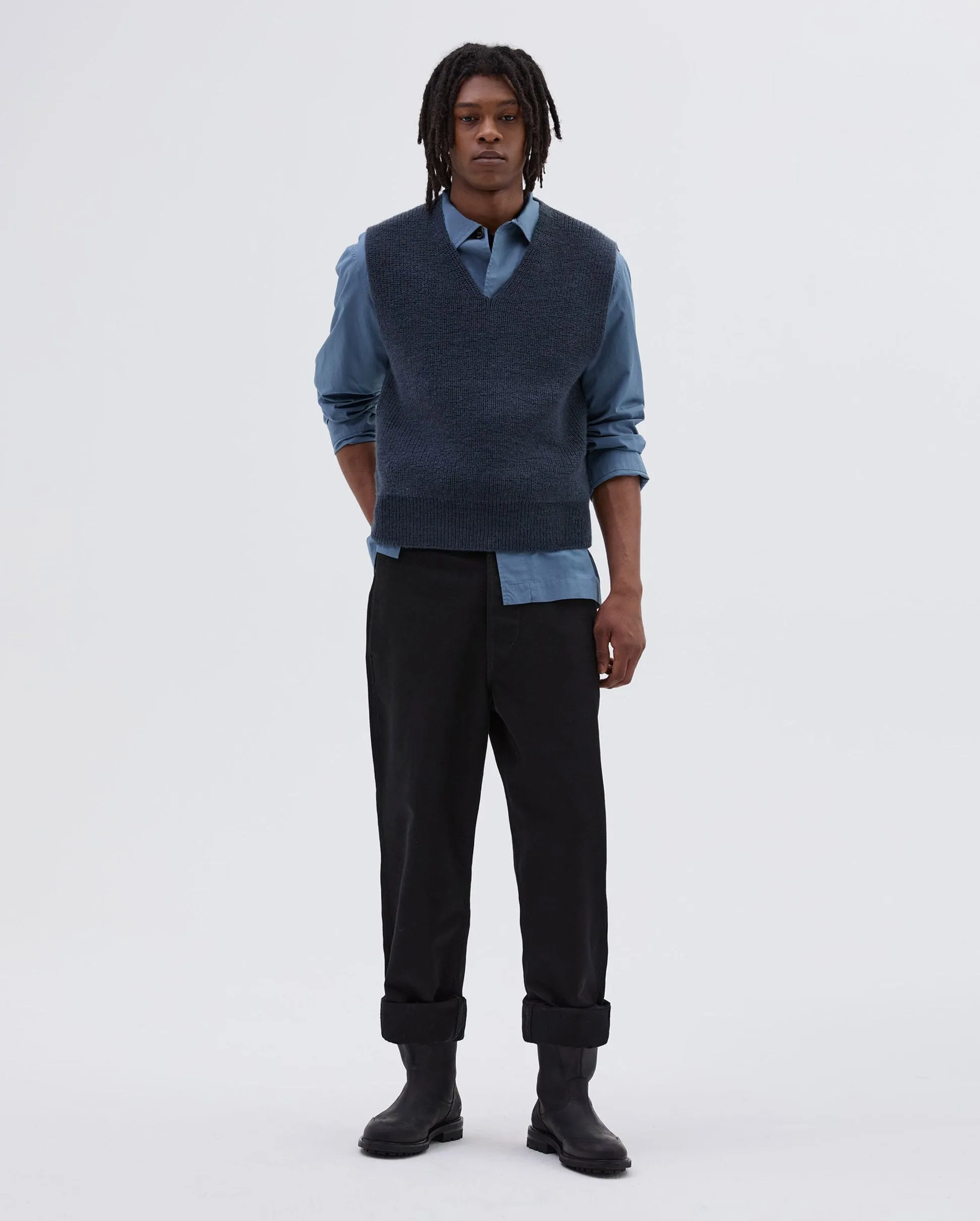 MHL CHUNKY RIBBED SLIPOVER / UNIFORM BLUE