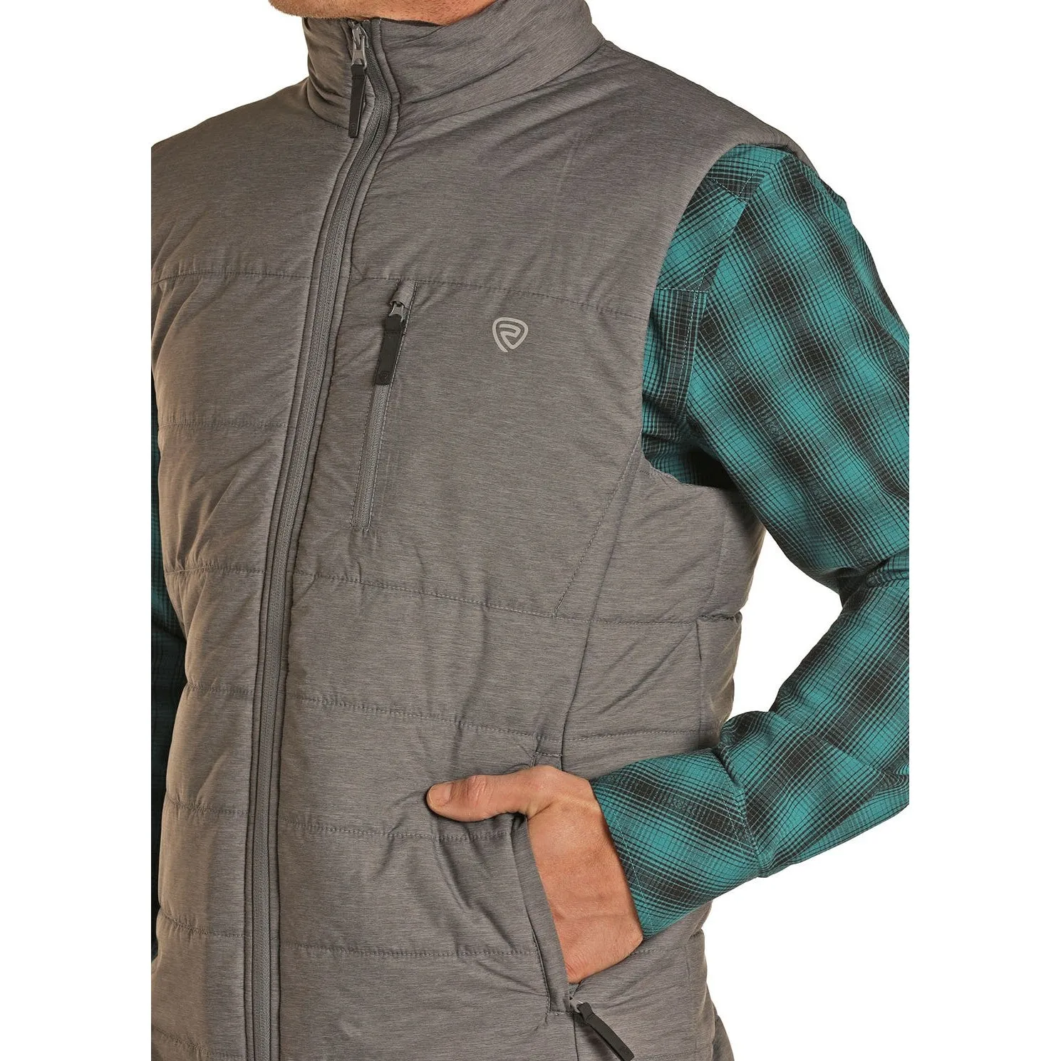 Rock & Roll Cowboy Men's Performance Grey  Vest 98-1124
