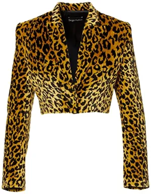 Sergio Hudson, Leopard Crop Jacket, 0, Leopard