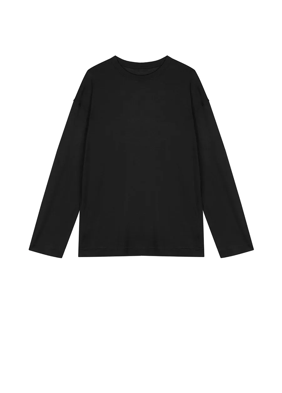 T-Shirt / JNBY Relaxed-fit Silk Long-sleeve T-shirt