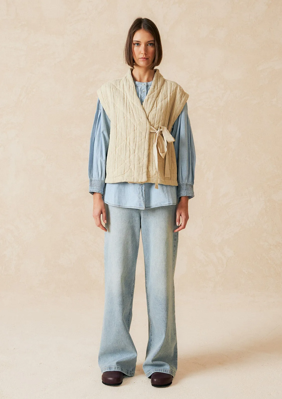 Tillery Quilted Tie Front Vest
