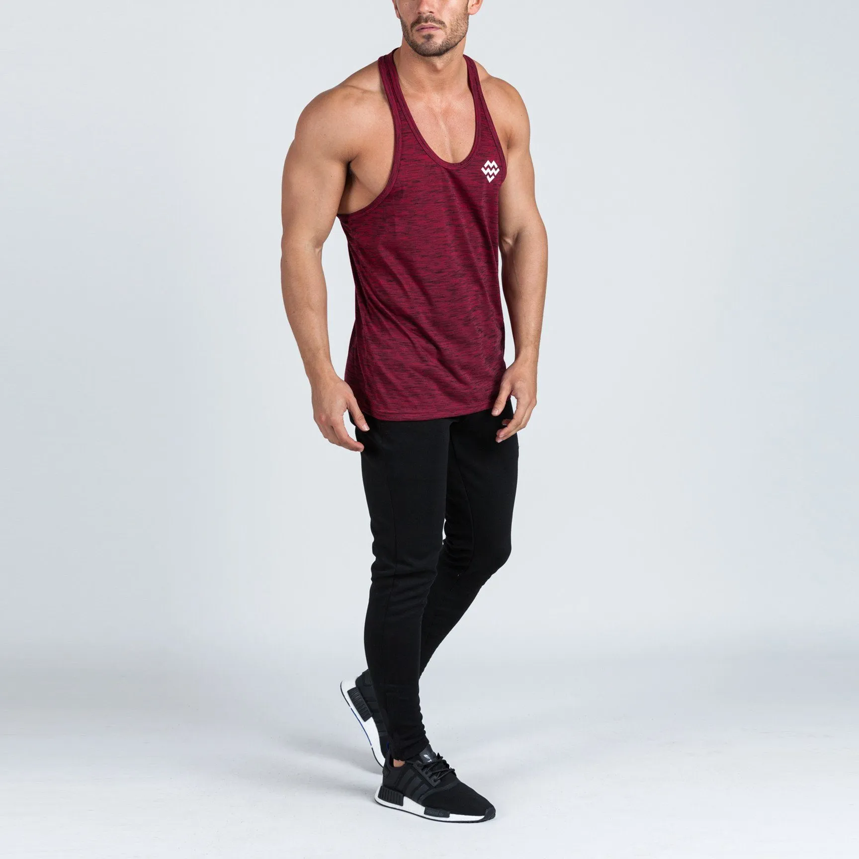 V2 Futura Small Logo Branded Stringer Vest (Burgundy/Black Slub)