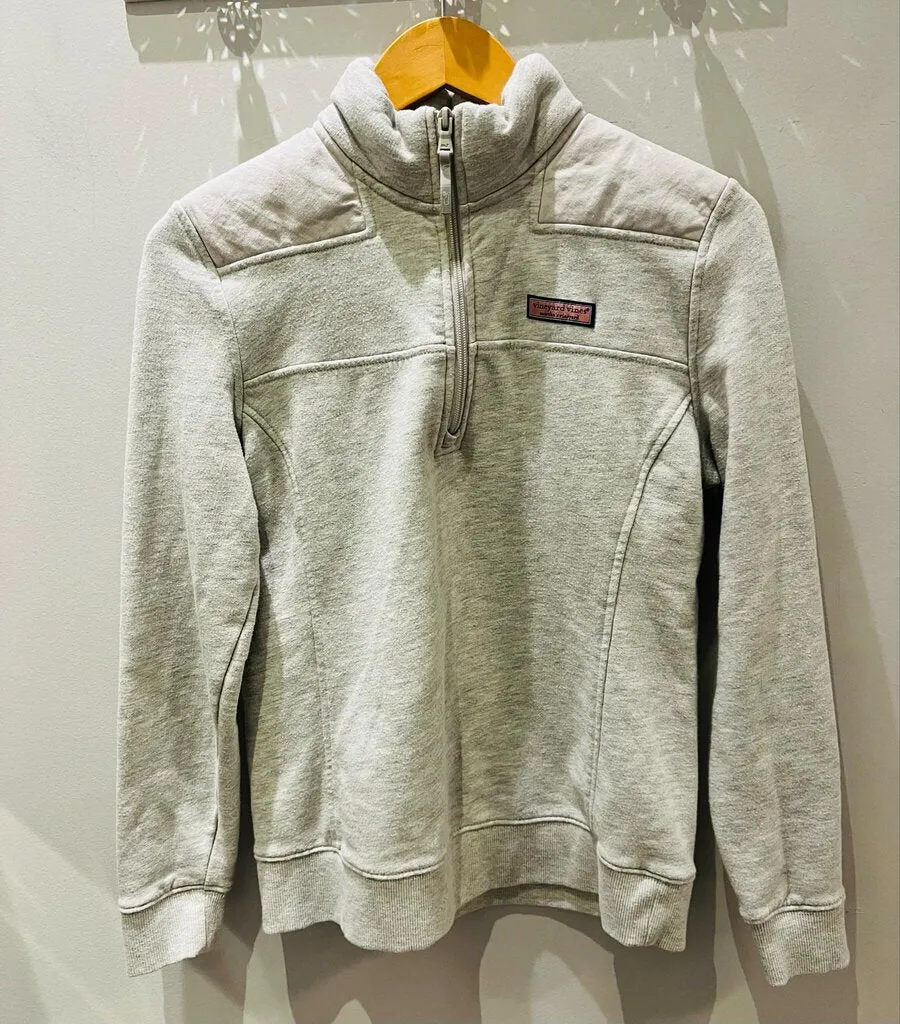 Vineyard Vines Dreamcloth Relaxed Shep Light Gray Quarter-Zip - Size Small