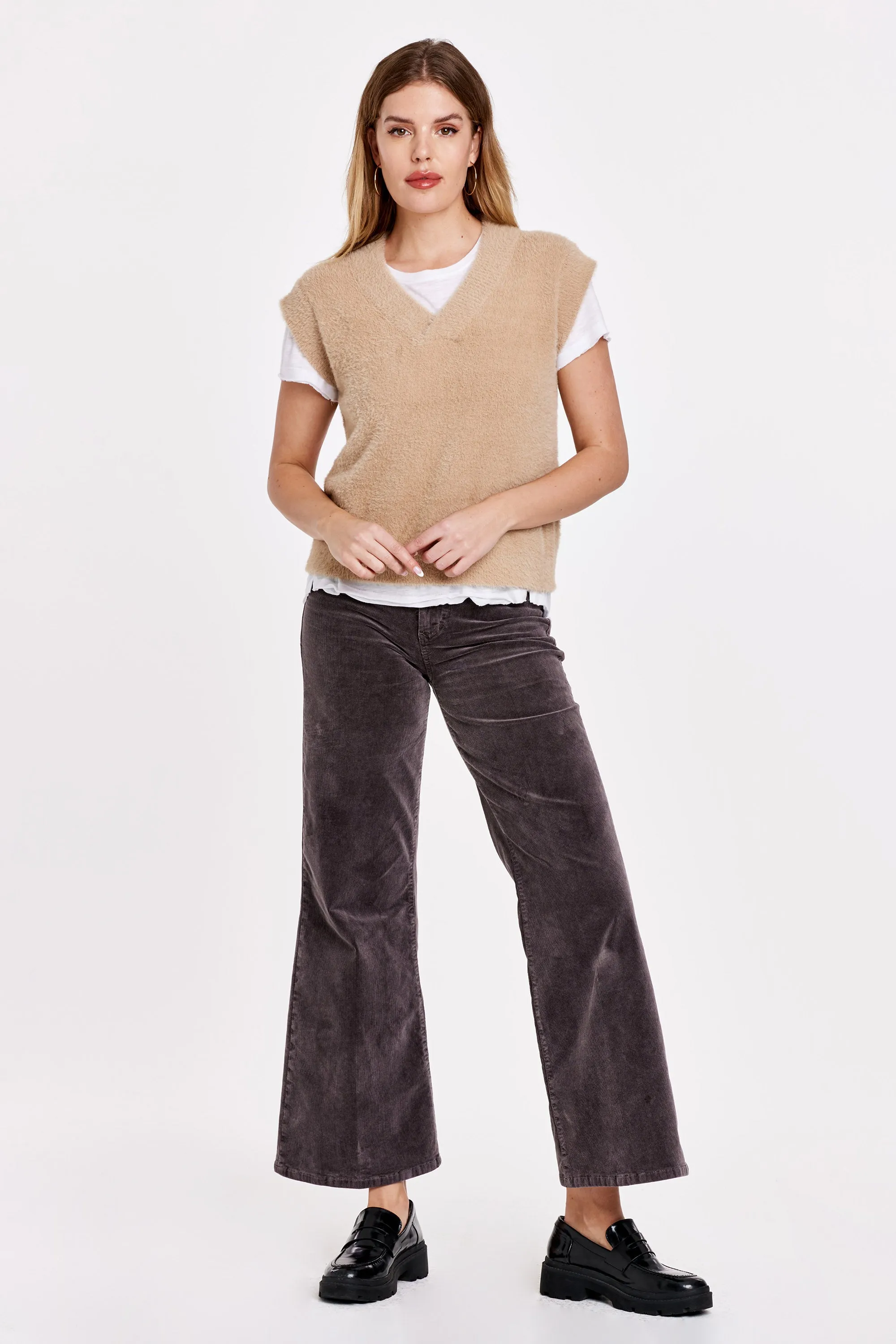 VIRGINIA FLEECE SWEATER VEST ICED LATTE