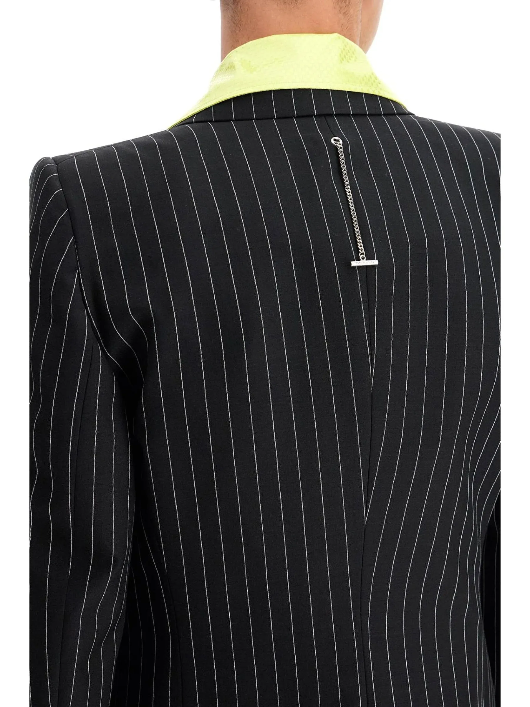 Voluminous Shoulder Pinstripe Blazer