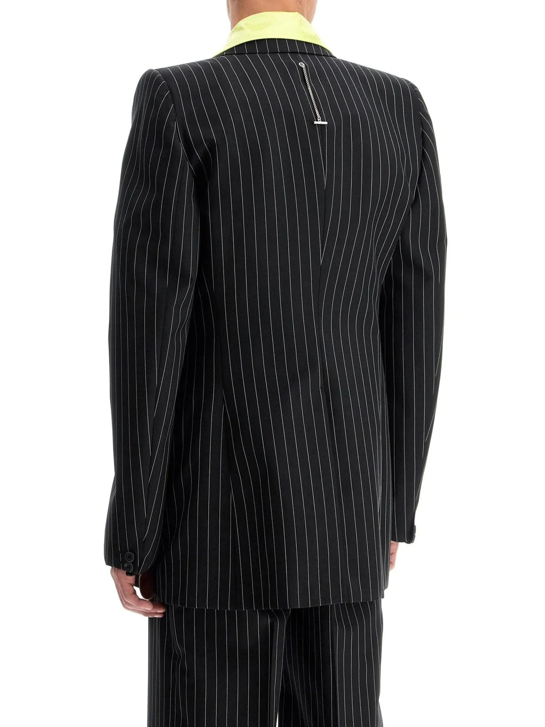 Voluminous Shoulder Pinstripe Blazer