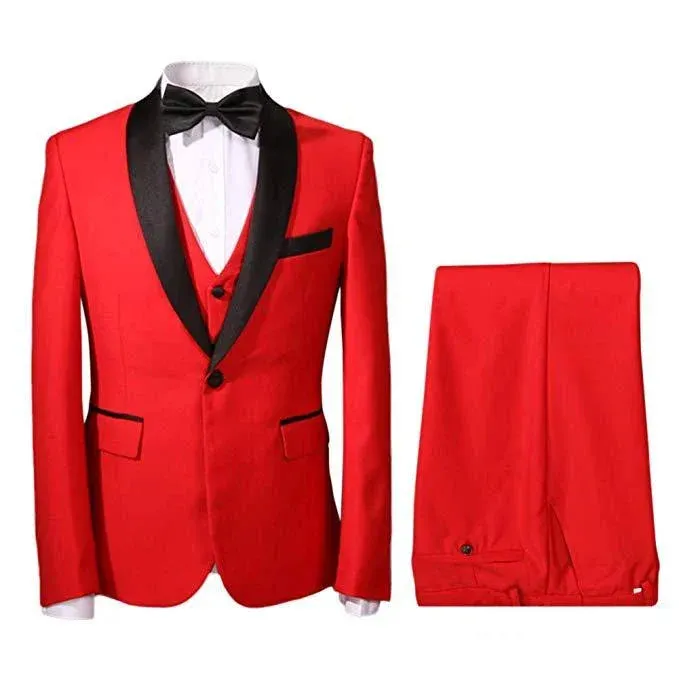 Wiaofellas  -  Dark Blue Formal Wedding Elegant Men Suit Groom Tuxedo Prom Slim Fit Blazers Hombre Shawl Lapel High Quality Custom 3 Piece Set