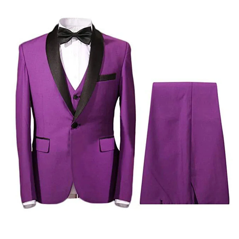 Wiaofellas  -  Dark Blue Formal Wedding Elegant Men Suit Groom Tuxedo Prom Slim Fit Blazers Hombre Shawl Lapel High Quality Custom 3 Piece Set
