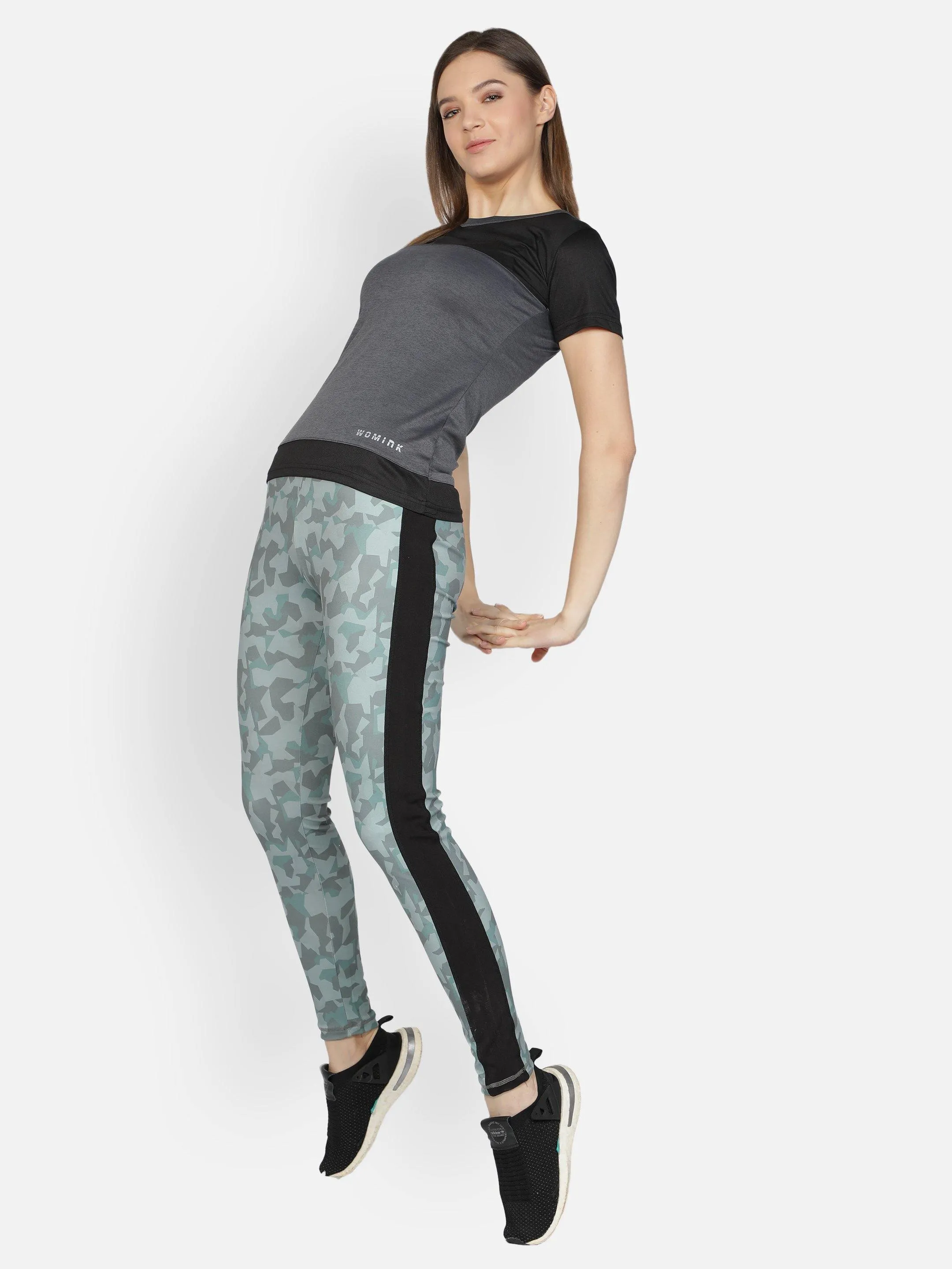 Women's Crew Neck Dark Grey Textured Active T-Shirt