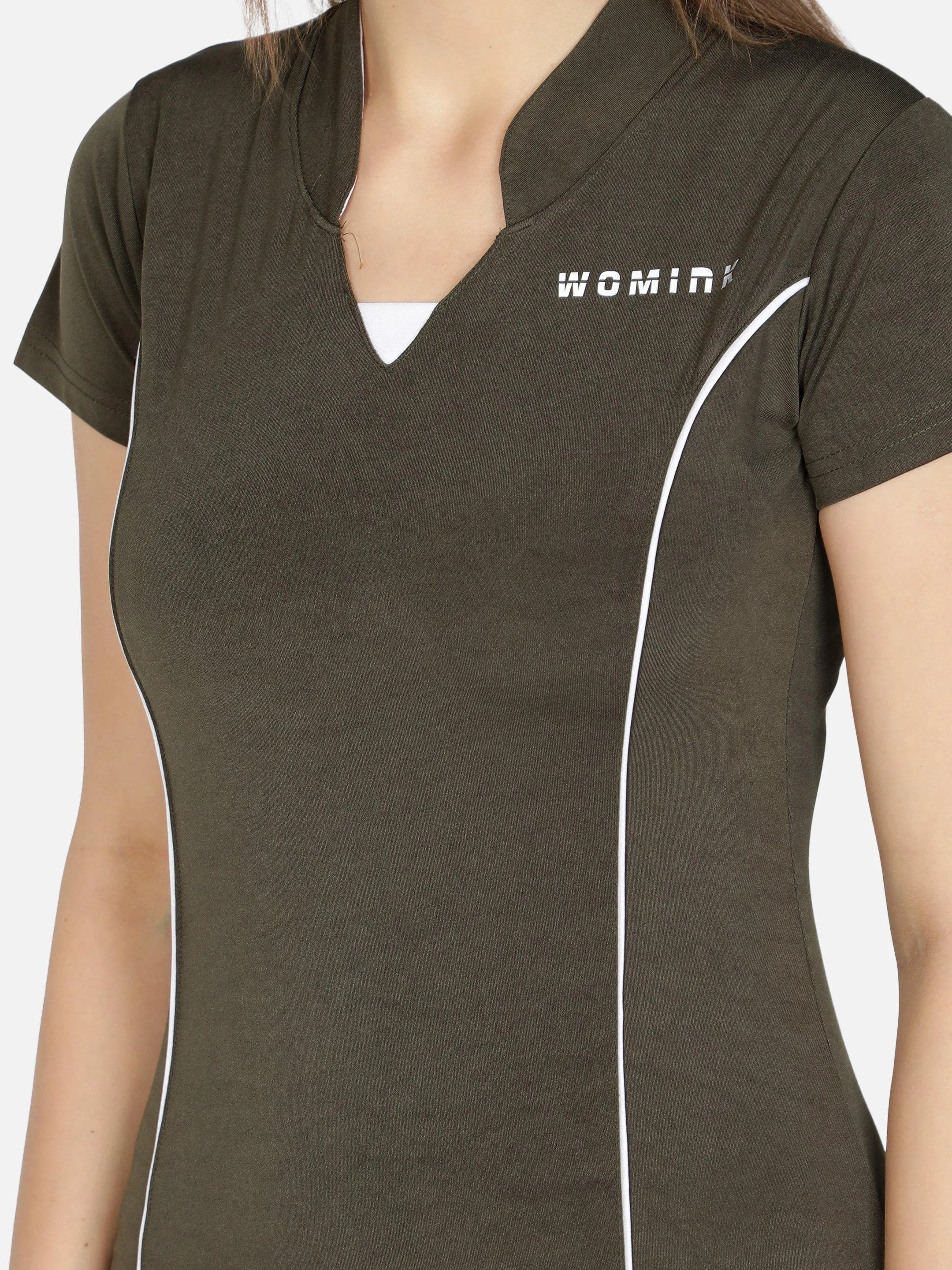 Women's Olive Stretchable Active Tshirt